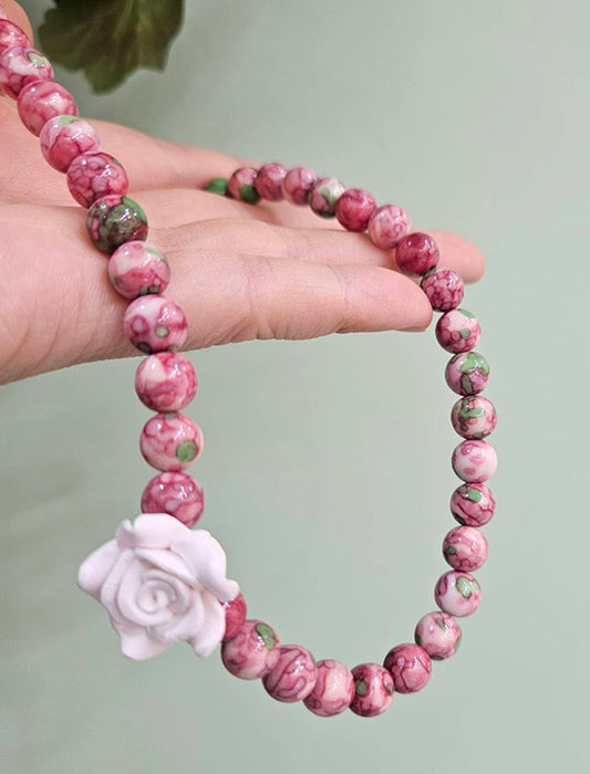 フラワーモチーフ陶ビーズネックレス | Northmall（ノースモール