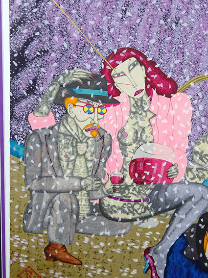 平賀敬版画額「桜下金虹」 | Natsume Books