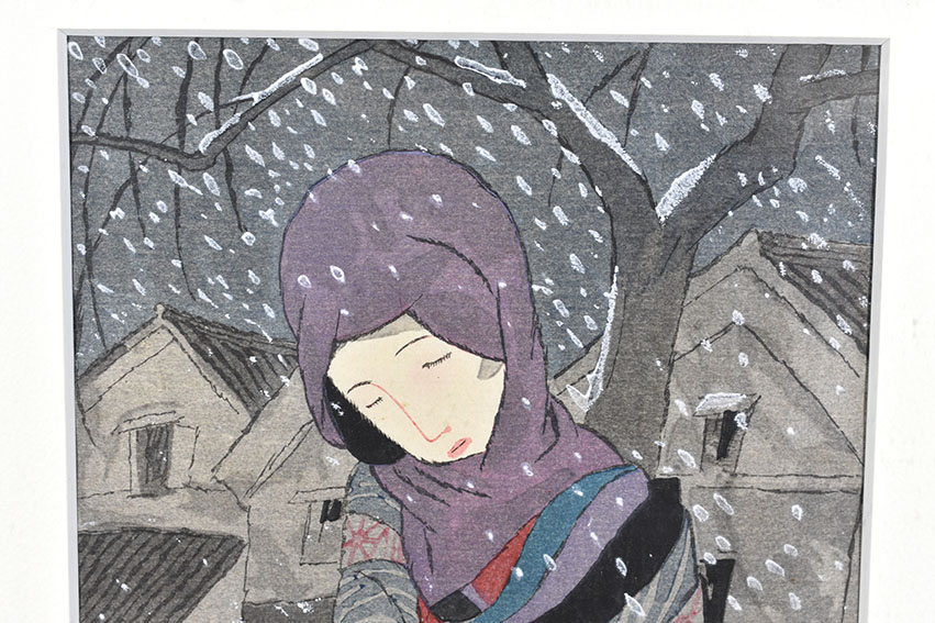 竹久夢二版画額「雪の夜の伝説」 | Natsume Books