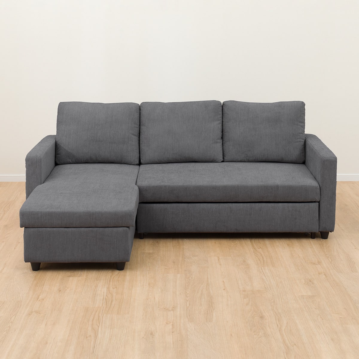 収納付きカウチソファベッド 布張りタイプ (ノアーク2 撥水加工 DGY