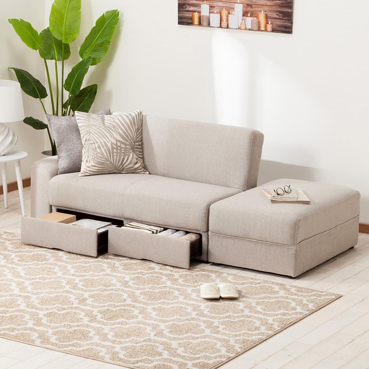 ニトリ ソファベッド(タキノウ4 BE) - 通販 | 家具とインテリアの通販