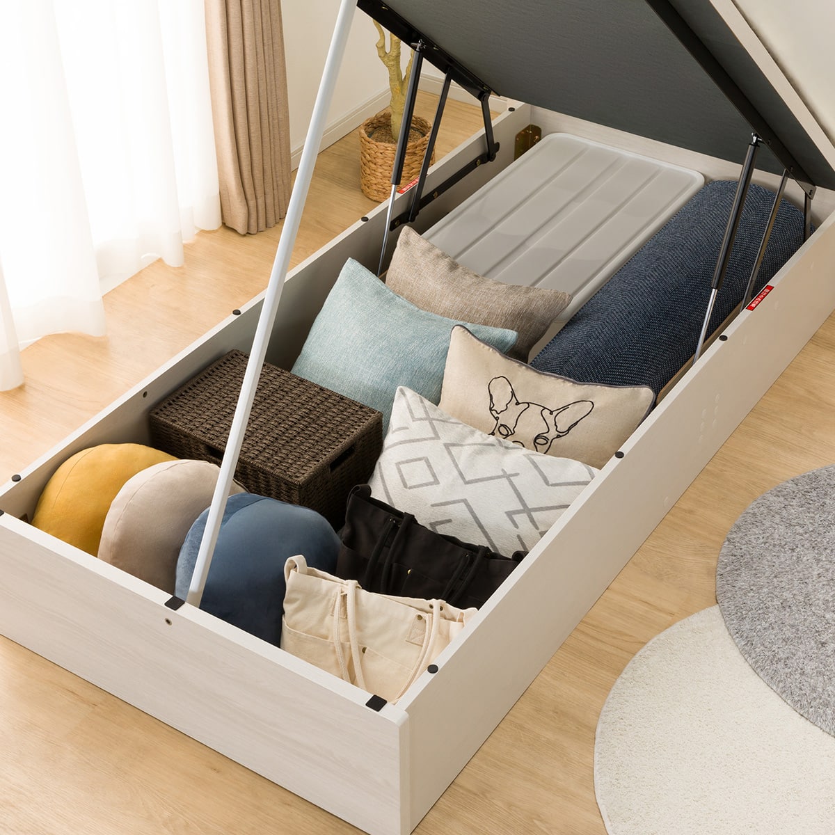 シングルベッドフレーム(OP KG ヘッドレス 縦開き 深型 WW) | ニトリ