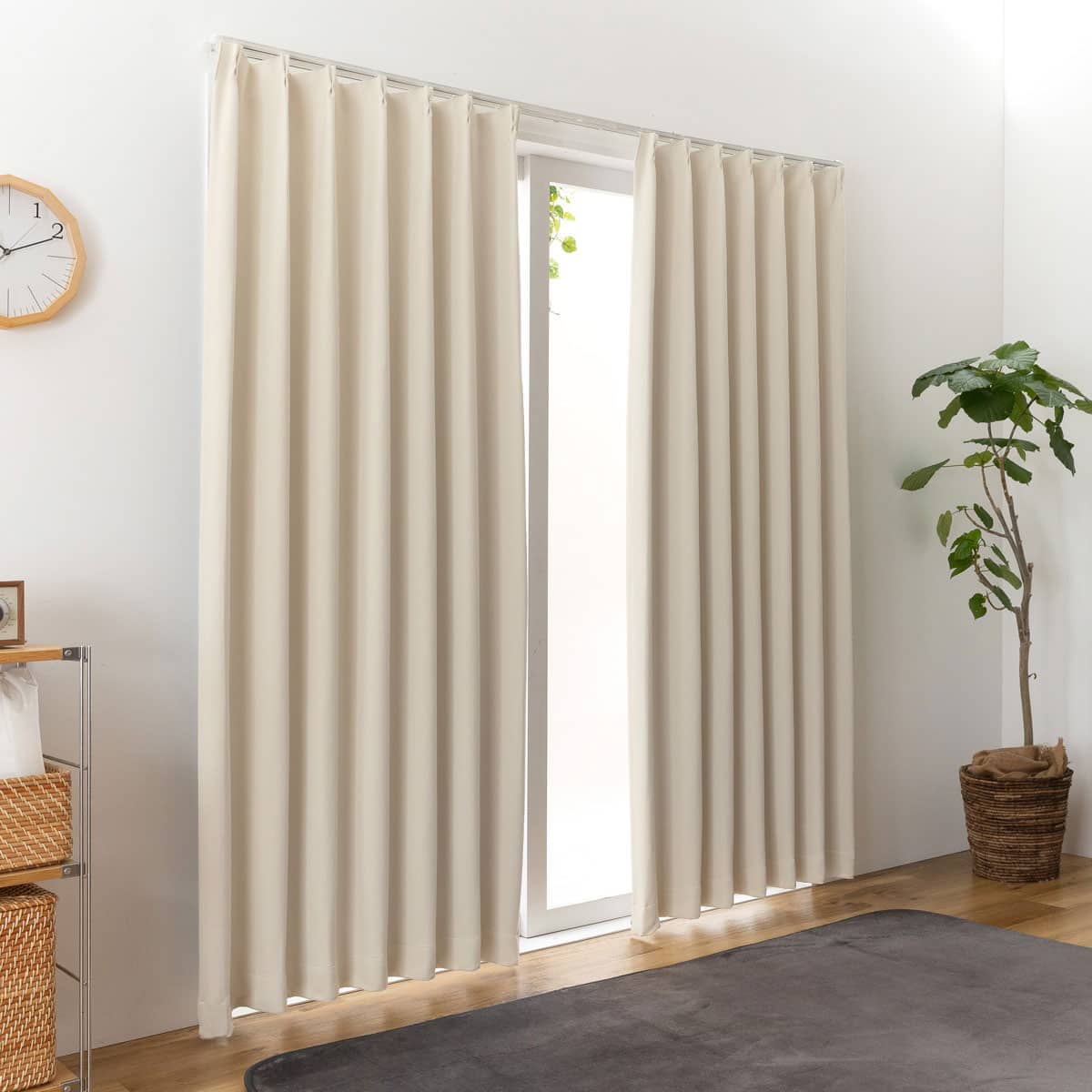遮光1級・遮熱カーテン（無地・アイボリー）130×260×2 | ニトリネット