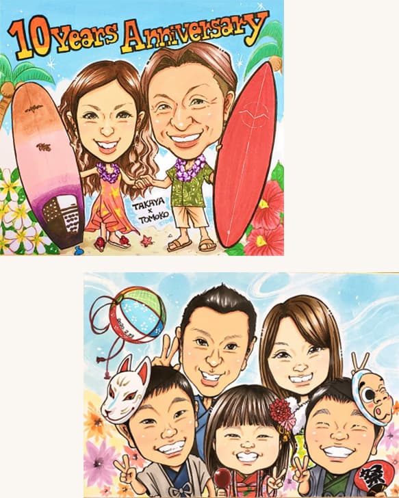 長野県の似顔絵師「ほしき」リアルタッチの似顔絵ギフト | オレンジ