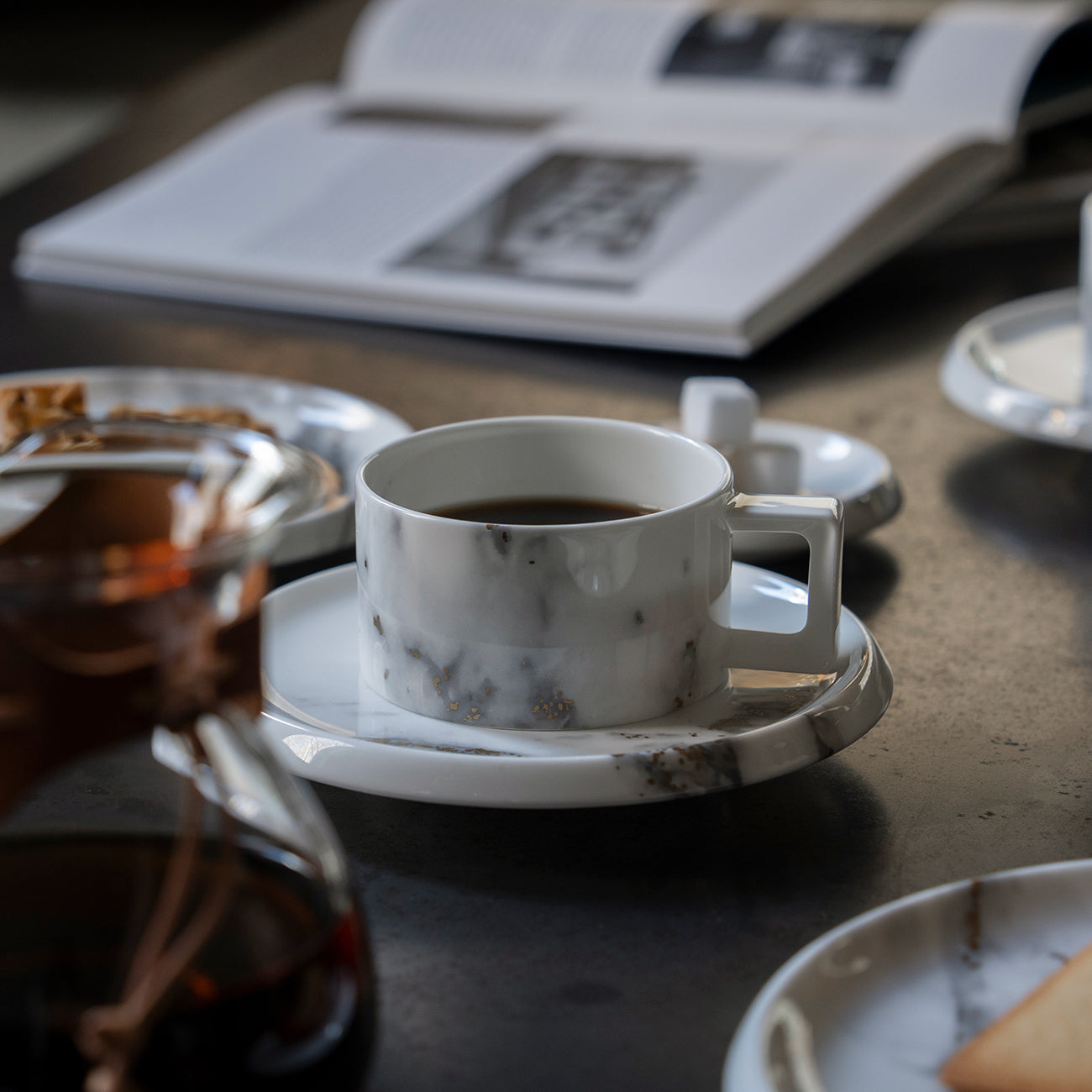 16cmソーサー｜おしゃれカフェ食器カップソーサー｜MARBLE GREY