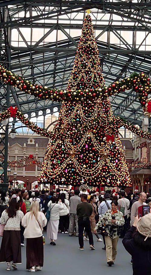 ディズニー両パークに約15メートルのツリーがそびえ立つ ゲストの撮影