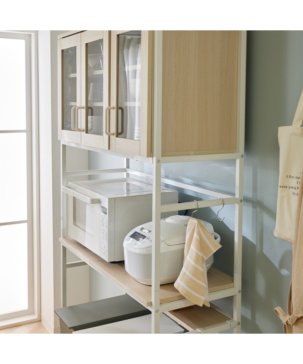 ガラス扉付きダストボックス上キッチンボード【幅64cm・93.5cm】 通販