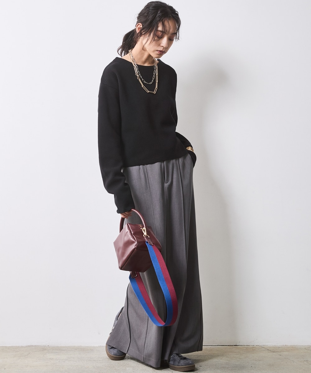 ミラノリブボートネックニットプルオーバー＜大きいサイズ有＞シック