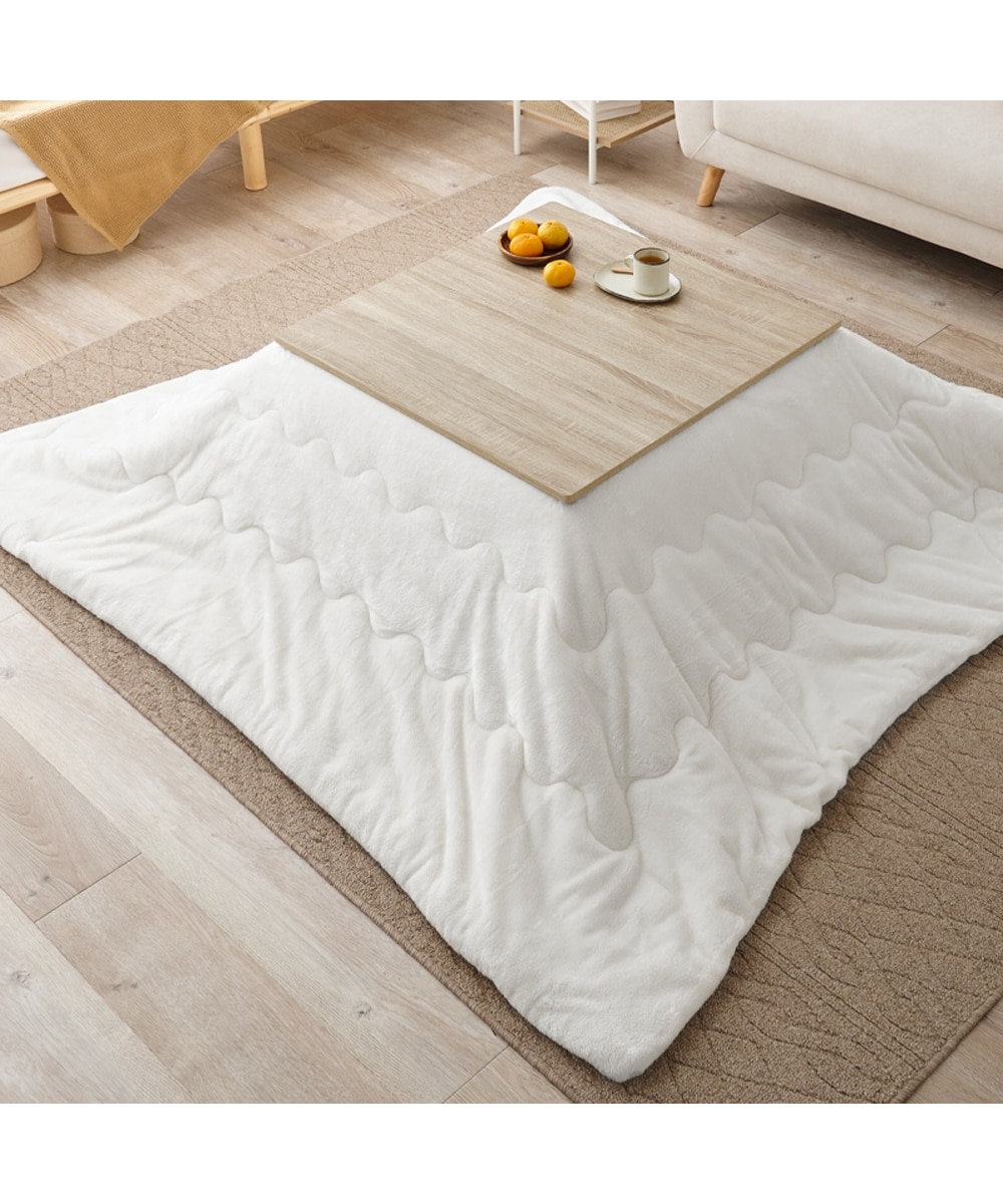 リバーシブル天板の折りたたみこたつテーブル＋掛布団セット(なめらか