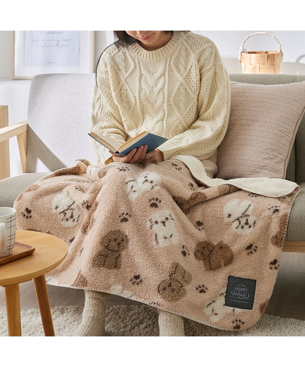 もふもふフランネルとシープ調ボアのひざ掛け＆ハーフケット（トイ