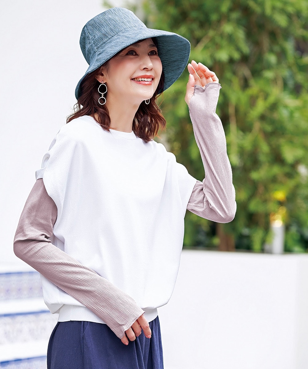 高島ちぢみツバ広UVカット帽子 通販【ニッセン】