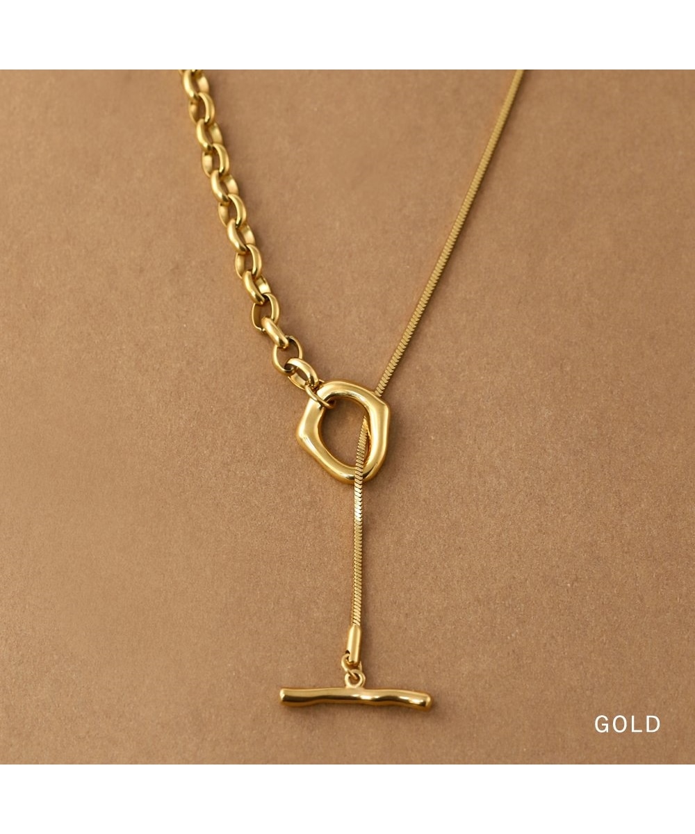 Creamdot.】2つの異なるチェーンを組み合わせたステンレス製Y字ロング