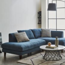 フルカバーリング仕様カウチソファ 左カウチタイプ ライトグレーの詳細