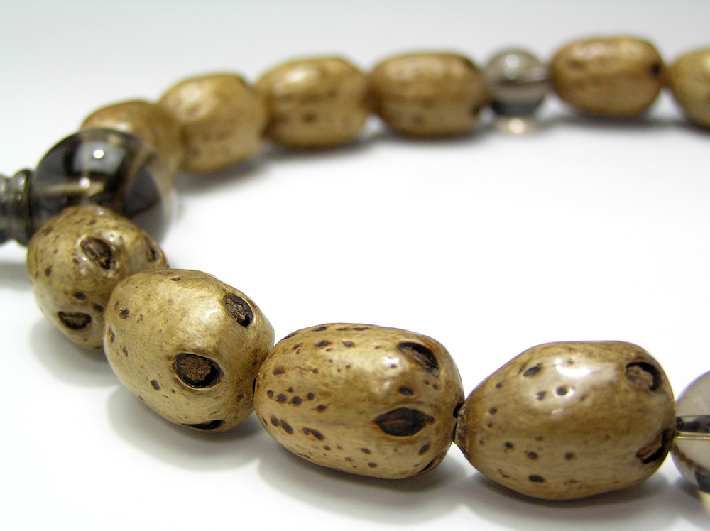 片手念珠18玉 五眼龍菩提樹/茶水晶 ＜ 甲州貴石【オンラインショップ