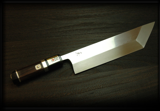 江戸裂 本焼 8寸 銀巻黒檀 鞘付 【包丁の＠堺英】