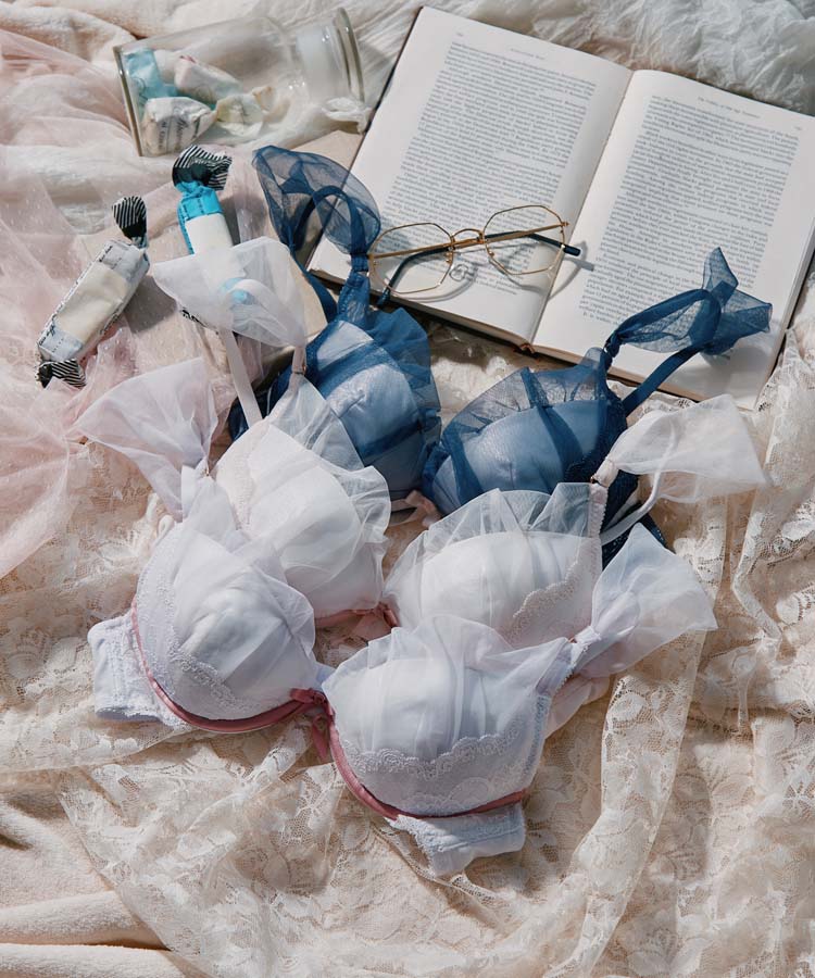 プリンセスチュールストラップフリル ブラジャー＆ショーツセット