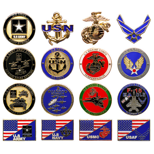 米軍グッズ ピンバッジ 陸軍 海軍 海兵隊 空軍 4個セット 全4種