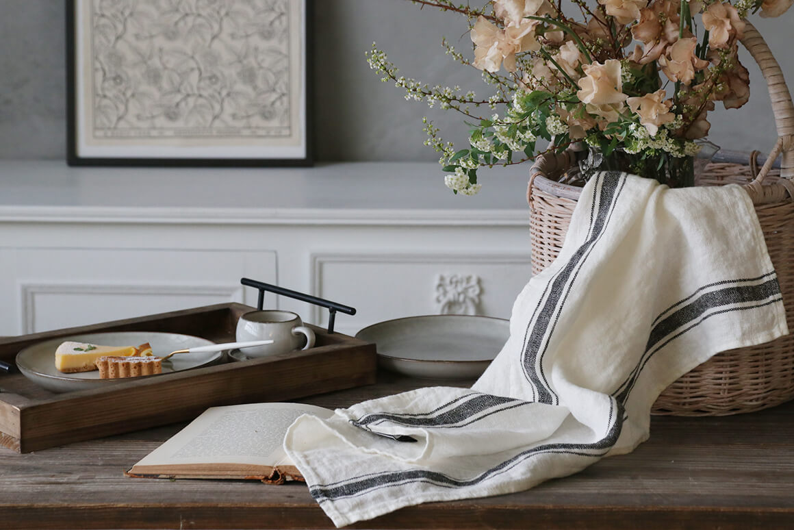 Haomy ハオミー リネンディッシュクロスOliviaアイボリー キッチン
