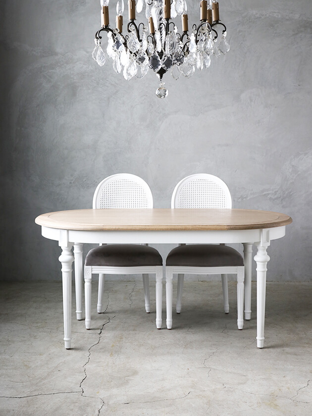 SGDダイニングテーブルオーバルホワイトTOPナチュラルCn - サラグレース