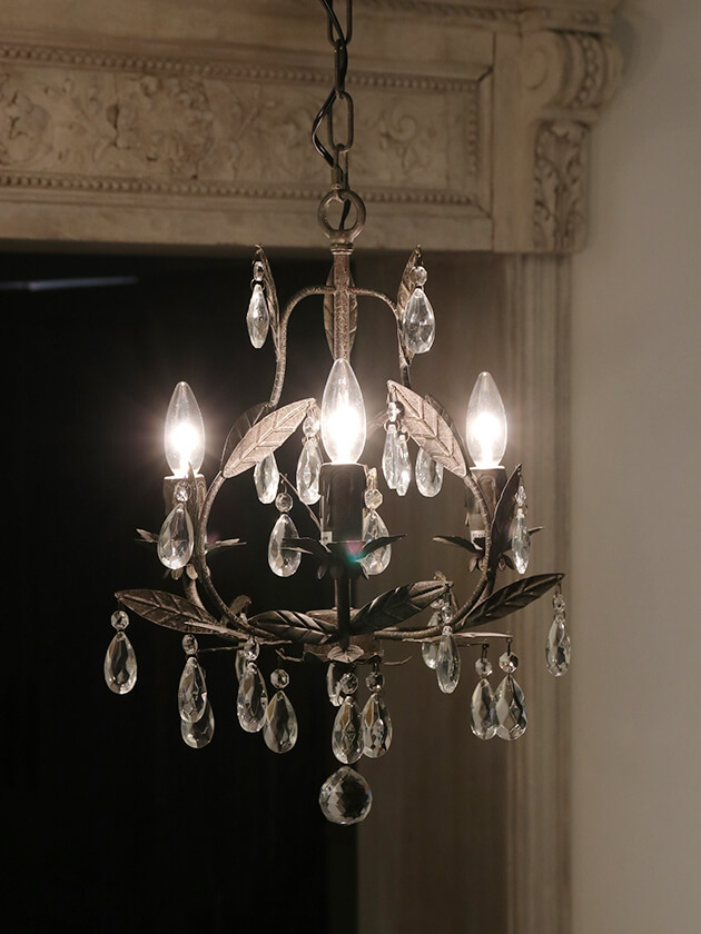 SGDシャンデリア3灯Stinaシャビーグレー - サラグレース