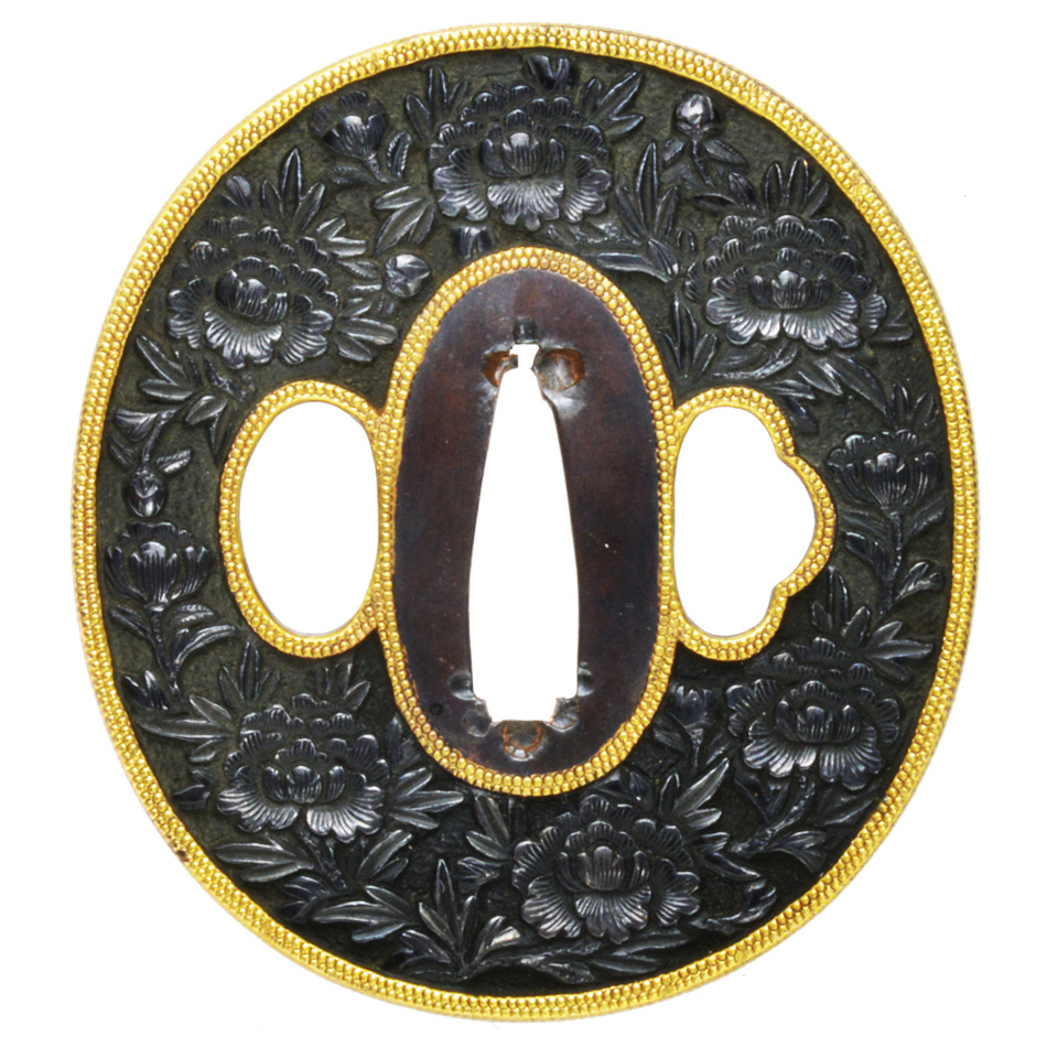 鍔 美濃 牡丹尽図 保存刀装具鑑定書（TU-050719)｜刀・日本刀の販売