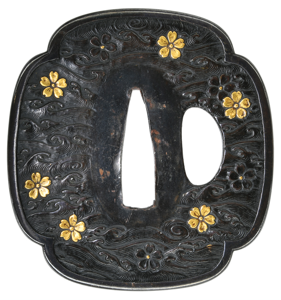 鍔 無銘 京金工 波桜図鍔(TU-051223)｜刀・日本刀の販売なら日本刀専門