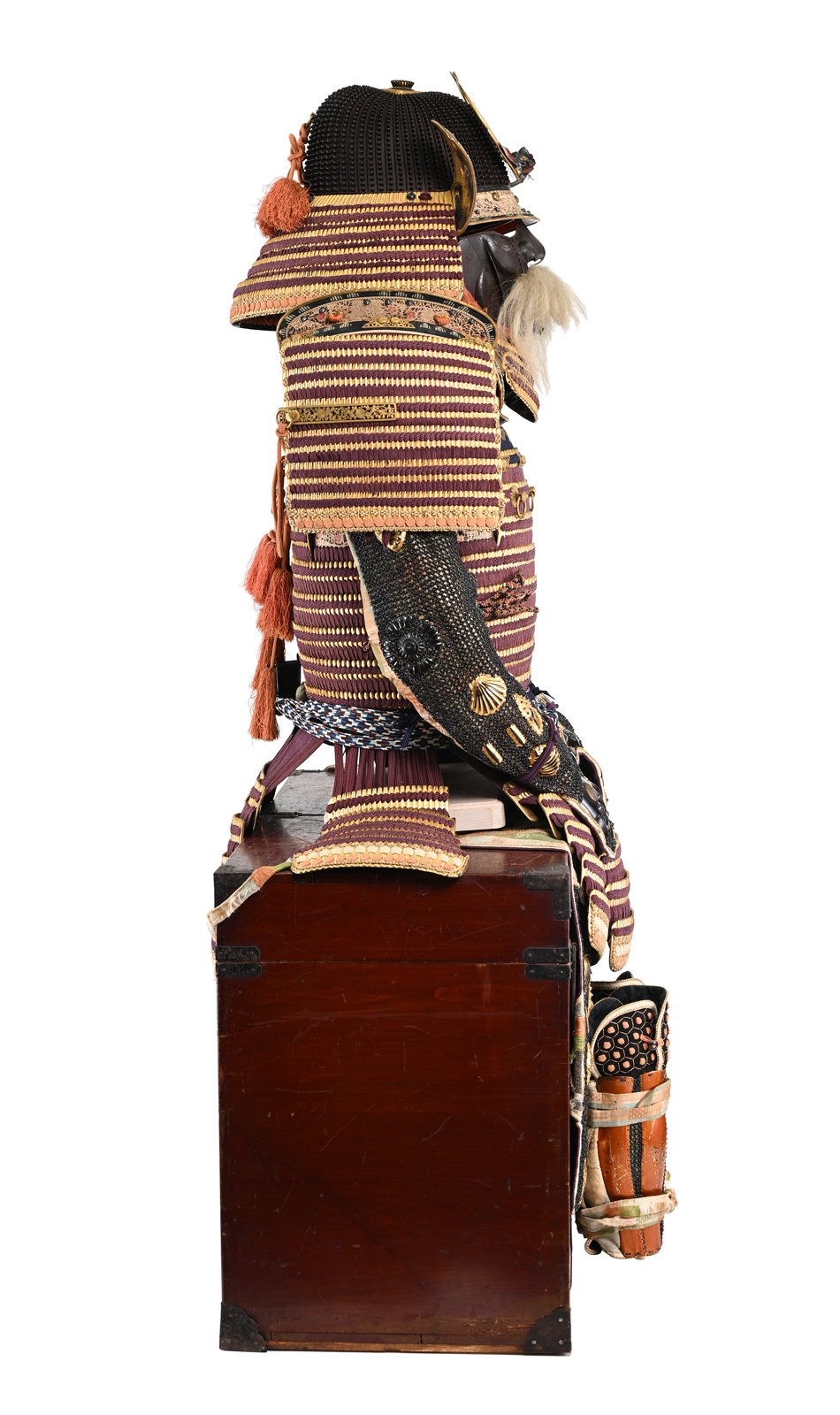 甲冑/鎧 金本小札紫糸縅二枚胴具足 兜後正中銘 宗次作（BU-090224