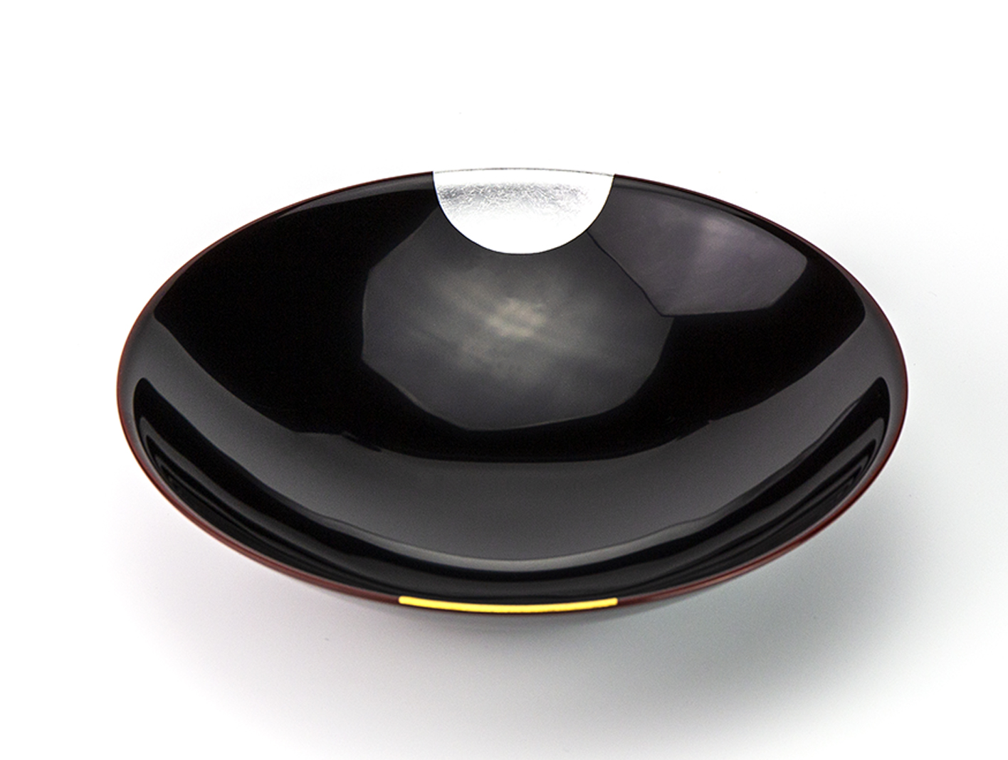 お鉢・盛器大鉢-日月 溜塗（ためぬり）浅鉢［1個］ | 越前漆器粂治郎