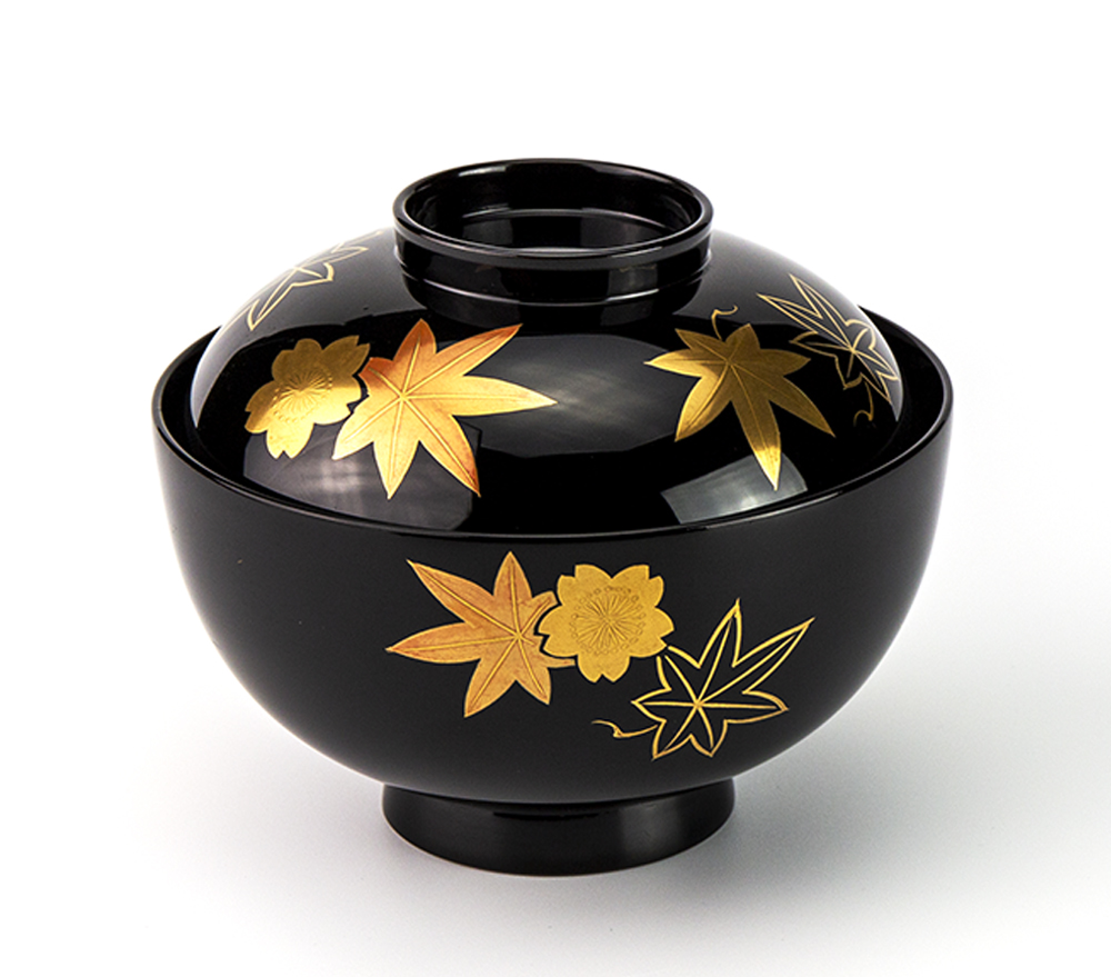 吸物椀お椀-【手描き蒔絵・磨き蒔絵】越前塗 春秋 吸物椀［5客