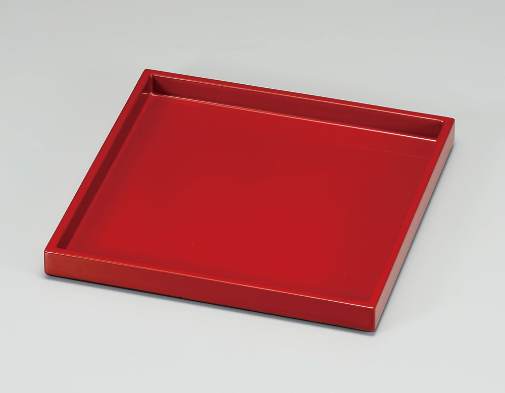 膳お盆・お膳-越前塗 朱 八寸角膳［1枚］ | 越前漆器粂治郎