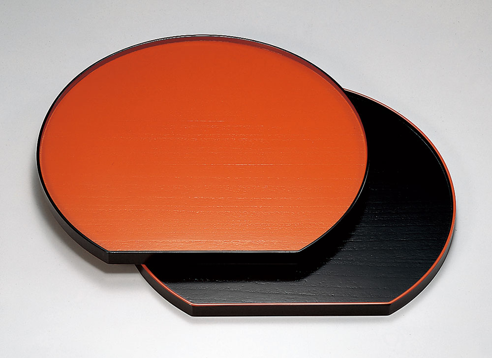 膳お盆・お膳-越前塗 桐 尺2両面半月膳［1枚］ | 越前漆器粂治郎