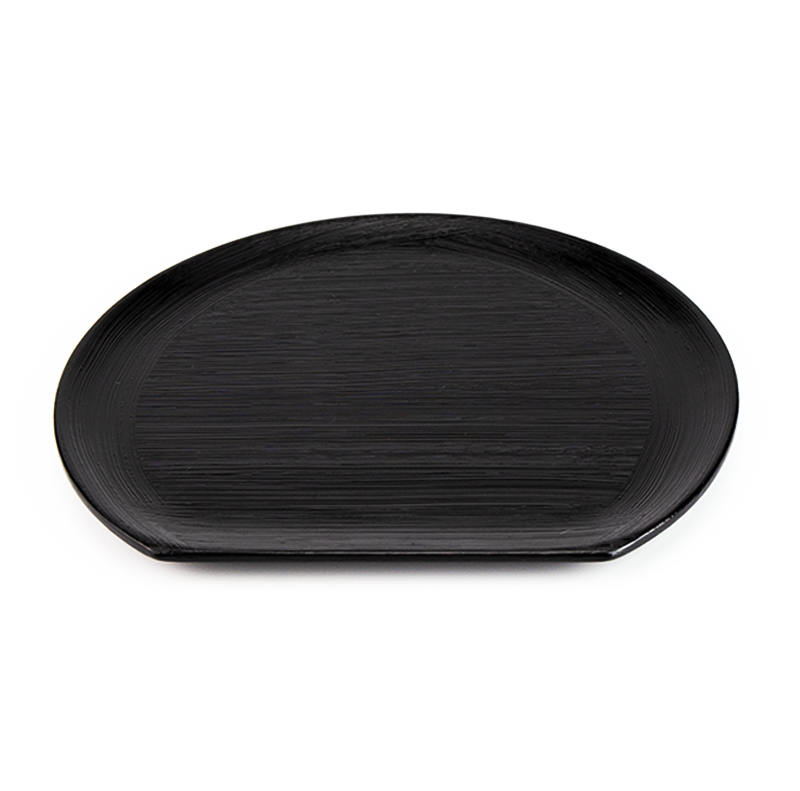 銘々皿お皿-越前塗 黒刷毛目 半月銘々皿［5枚］ | 越前漆器粂治郎