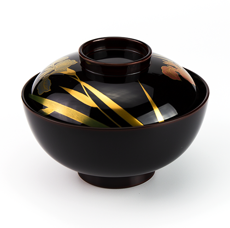 吸物椀お椀-【手描き蒔絵・磨き蒔絵】越前塗 あやめ 吸物椀［5客