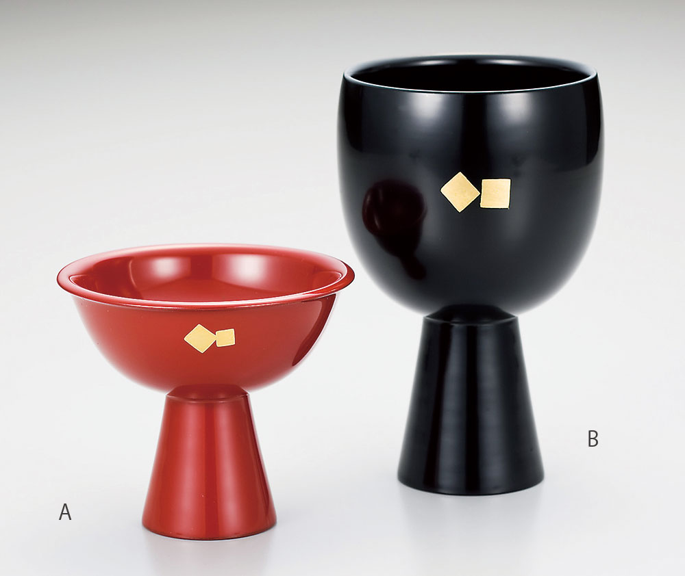ぐい呑み・杯酒器-【箔蒔絵】黒 馬上杯（B）［1客］ | 越前漆器粂治郎