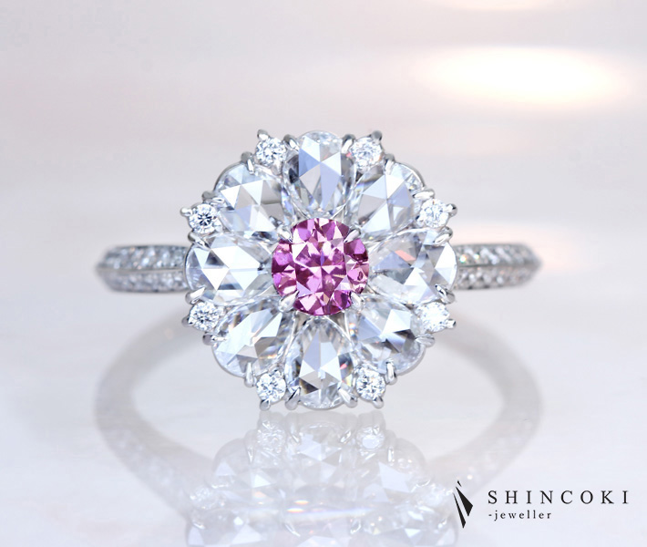 HANDMADE】PT950 アーガイル産ピンクダイヤモンド(アーガイル刻印入