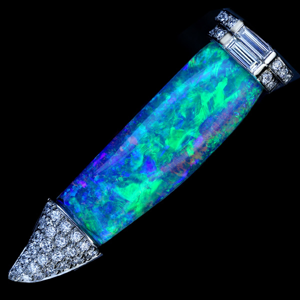 HANDMADE】PT900 ボルダーオパール 17.695ct ダイヤモンド 0.539ct