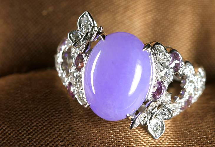 HANDMADE】PT950 ラベンダー翡翠 5.002ct リング バイオレット