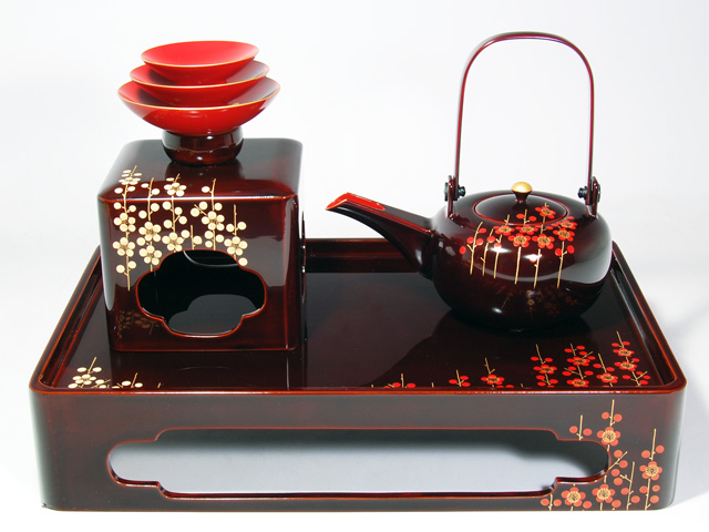 木製本漆塗 白木屋漆器店オンラインショップ＜ため＞12.5鉢台形屠蘇器 立梅