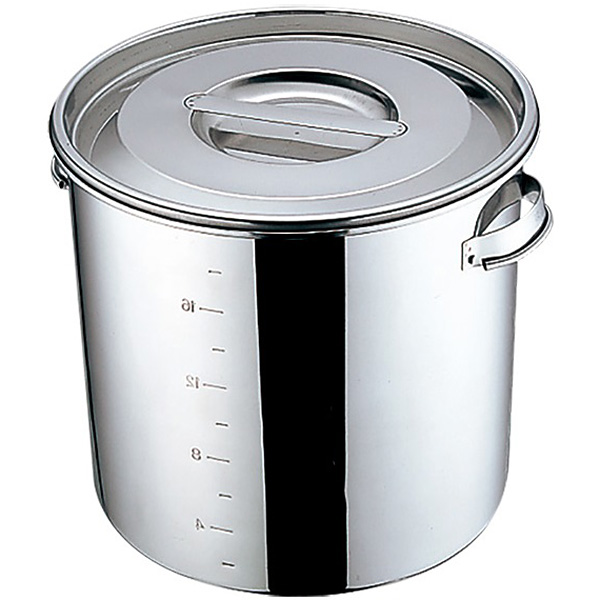 三宝産業 UK 18-8 ステンレス丸・深型キッチンポット 目盛付 11cm
