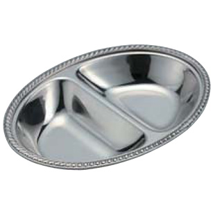 スギコ 18-8 ステンレス 二ッ仕切り皿 小判型 261mm SH-866-G 菊渕