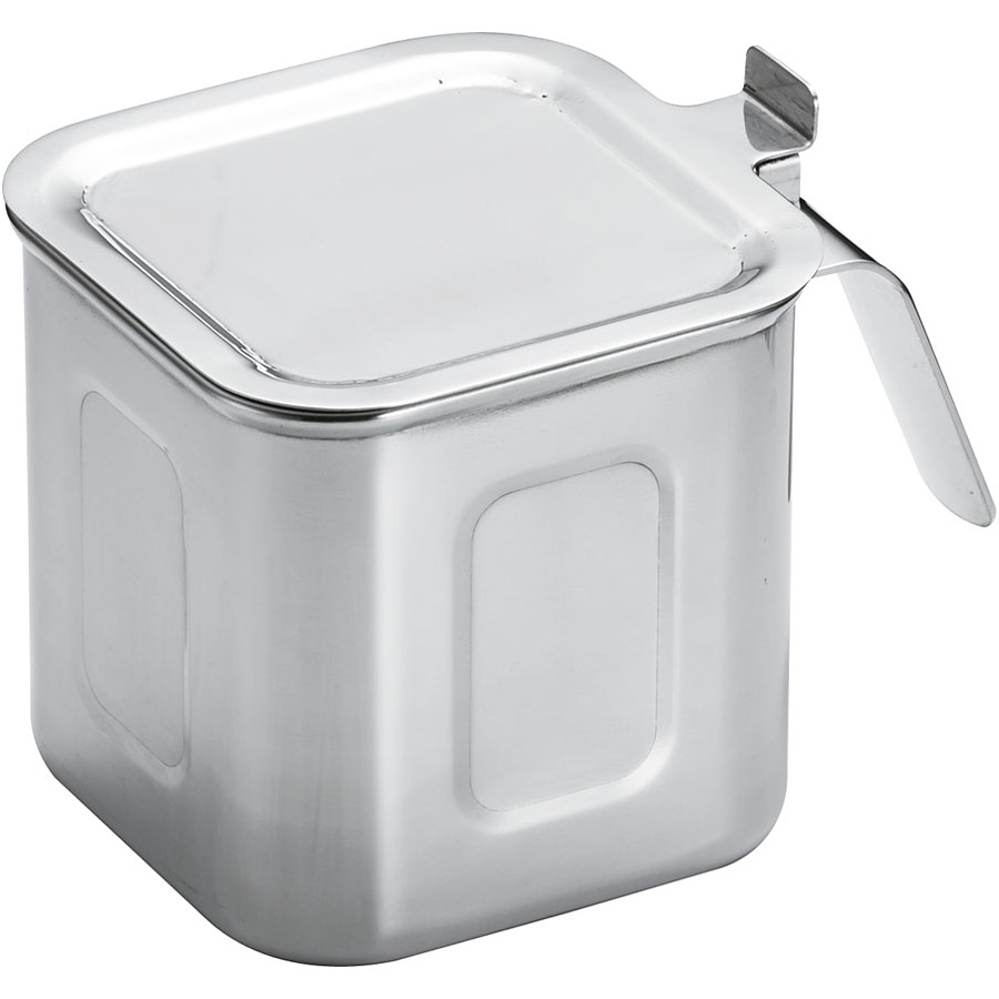 YUKIWA 18-8 ステンレス深型角キッチンポット 丁番蓋付き 9cm - 調理