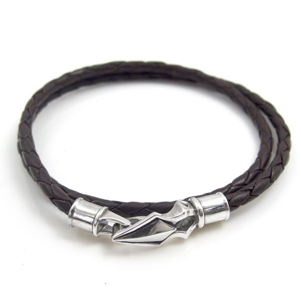 レザーブレスレット×シルバー 2重巻き [DG-008]
