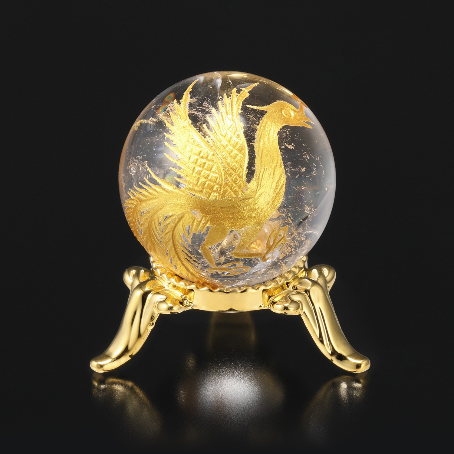 幸石堂 大金運の願いを込めて 鳳凰宝珠 水晶玉 置物- ショップチャンネル