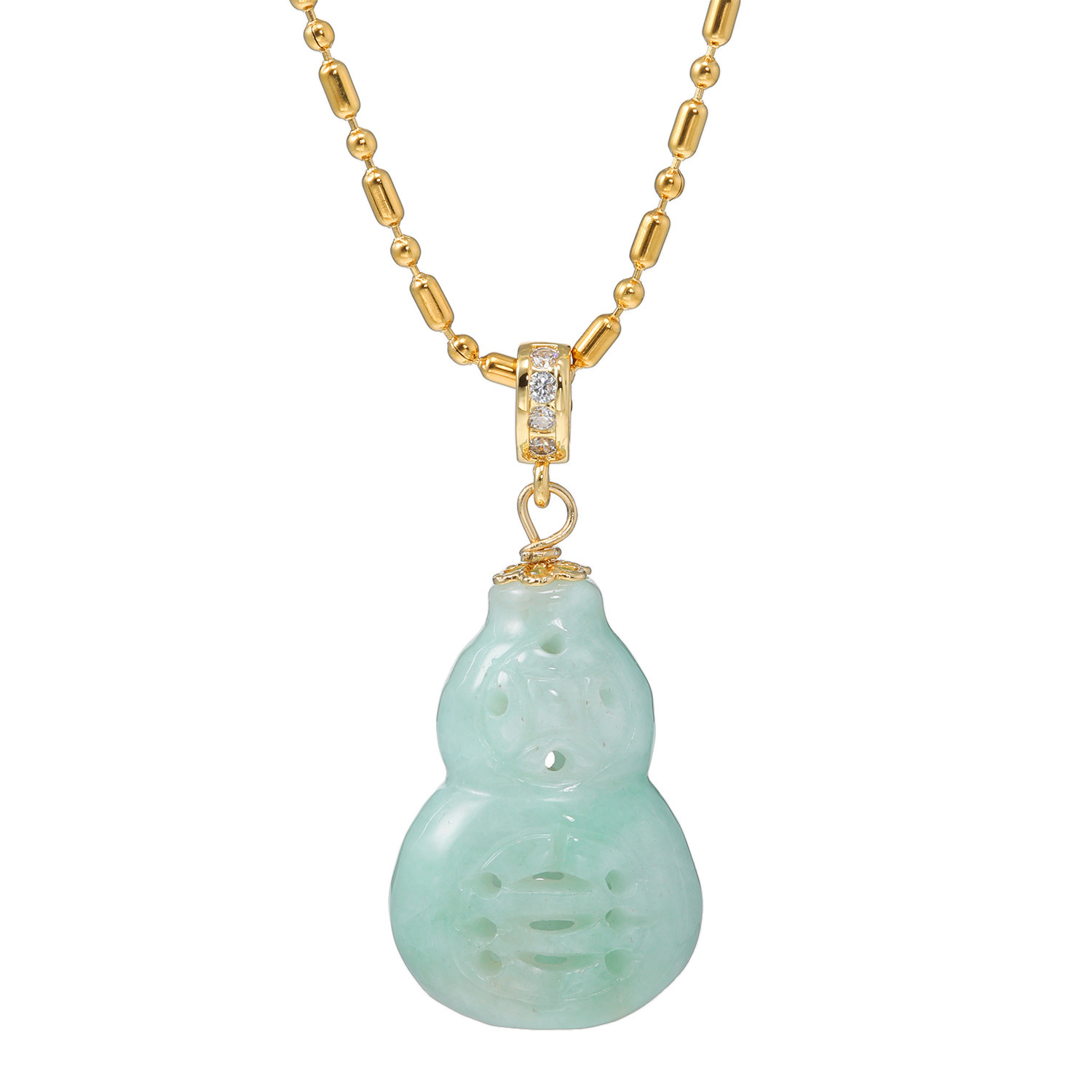 マスターストーン ステンレス 無着色本翡翠 透かし彫り ひょうたん