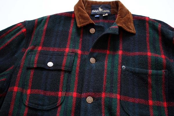 80s USA製 ポロ ラルフローレン タータンチェック ウール カバーオール