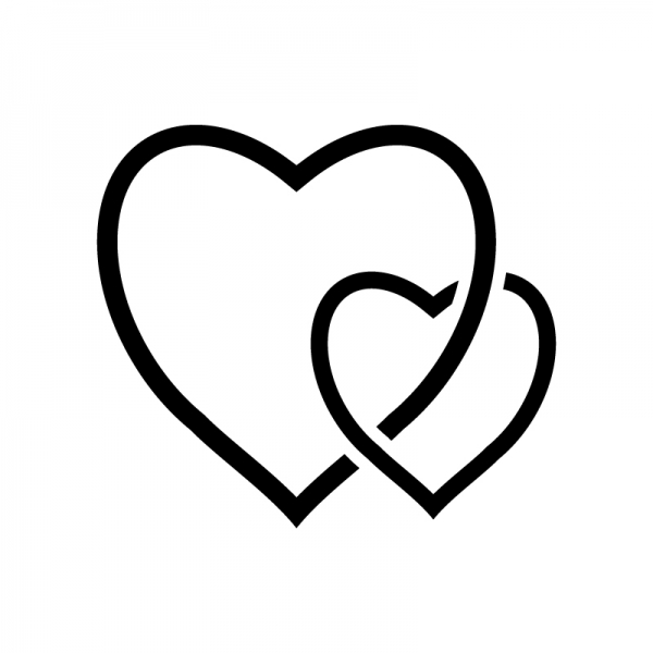 重なったハートのシルエット | 無料のAi・PNG白黒シルエットイラスト