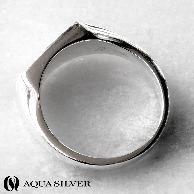 アクアシルバー シグネット シルバー リング 指輪 シルバー925 メンズ