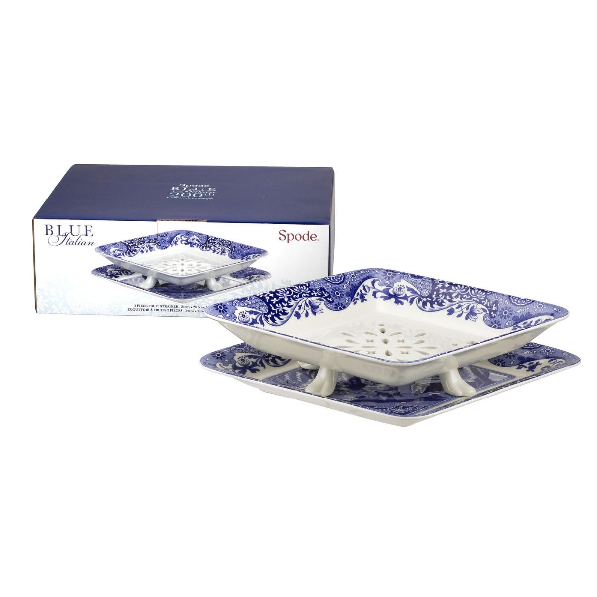 Spode Blue Italian 200th Anniversary 2 Piece Fruit Strainer | Spode