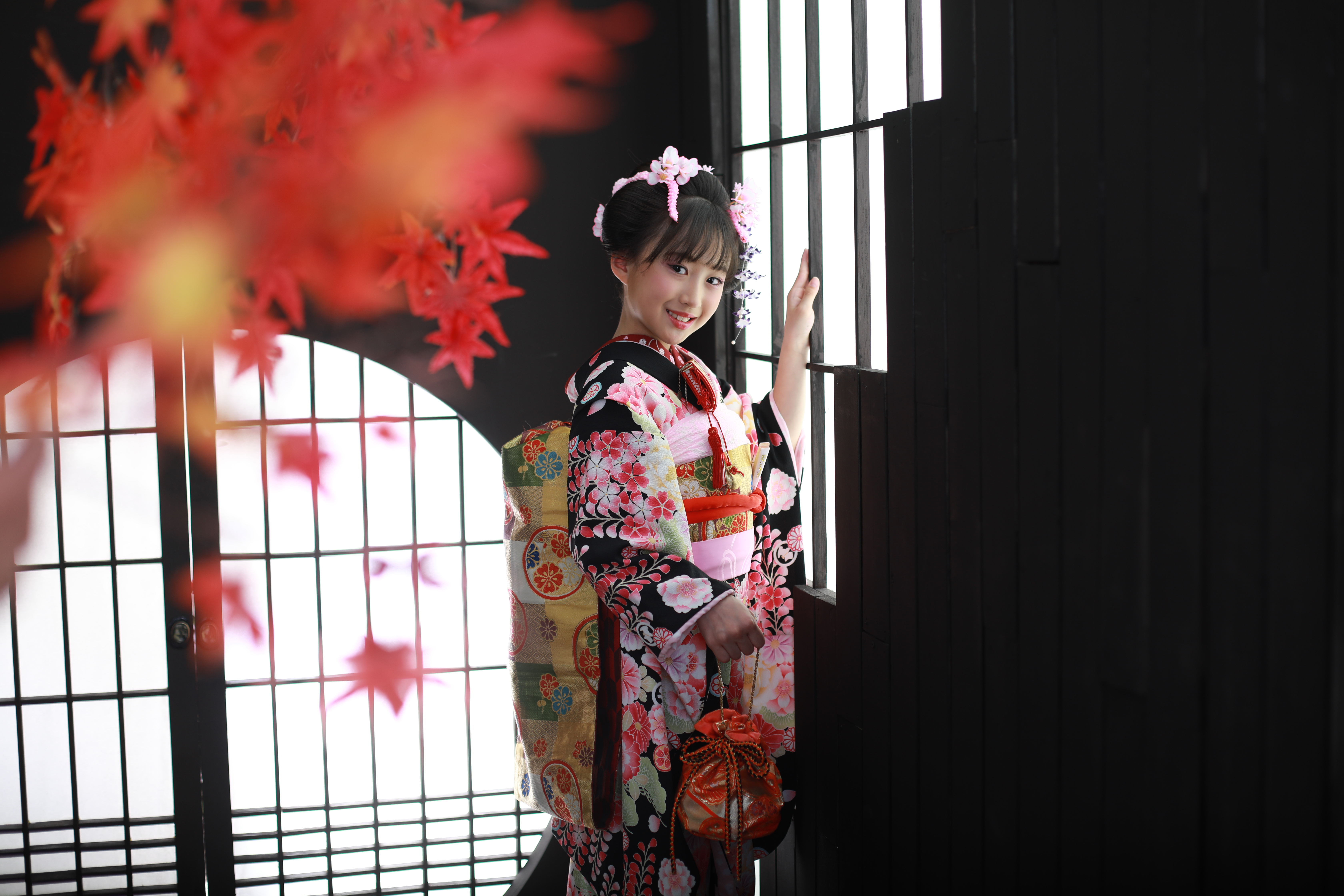 上尾店で七歳の七五三前撮り撮影で大人気の衣裳「舞妓（まいこ）着物