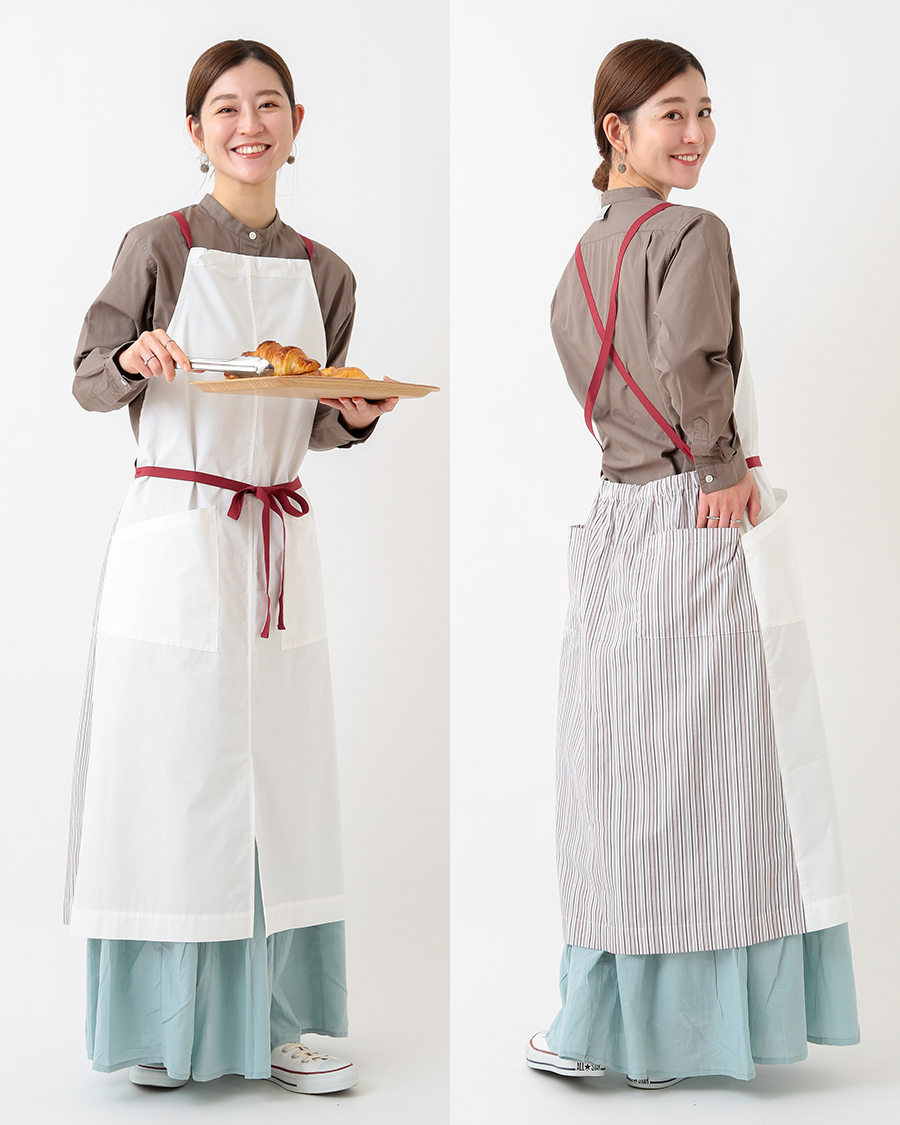 RASHIKI ストライプ柄エプロンドレス | ユニフォーム総合メーカーの